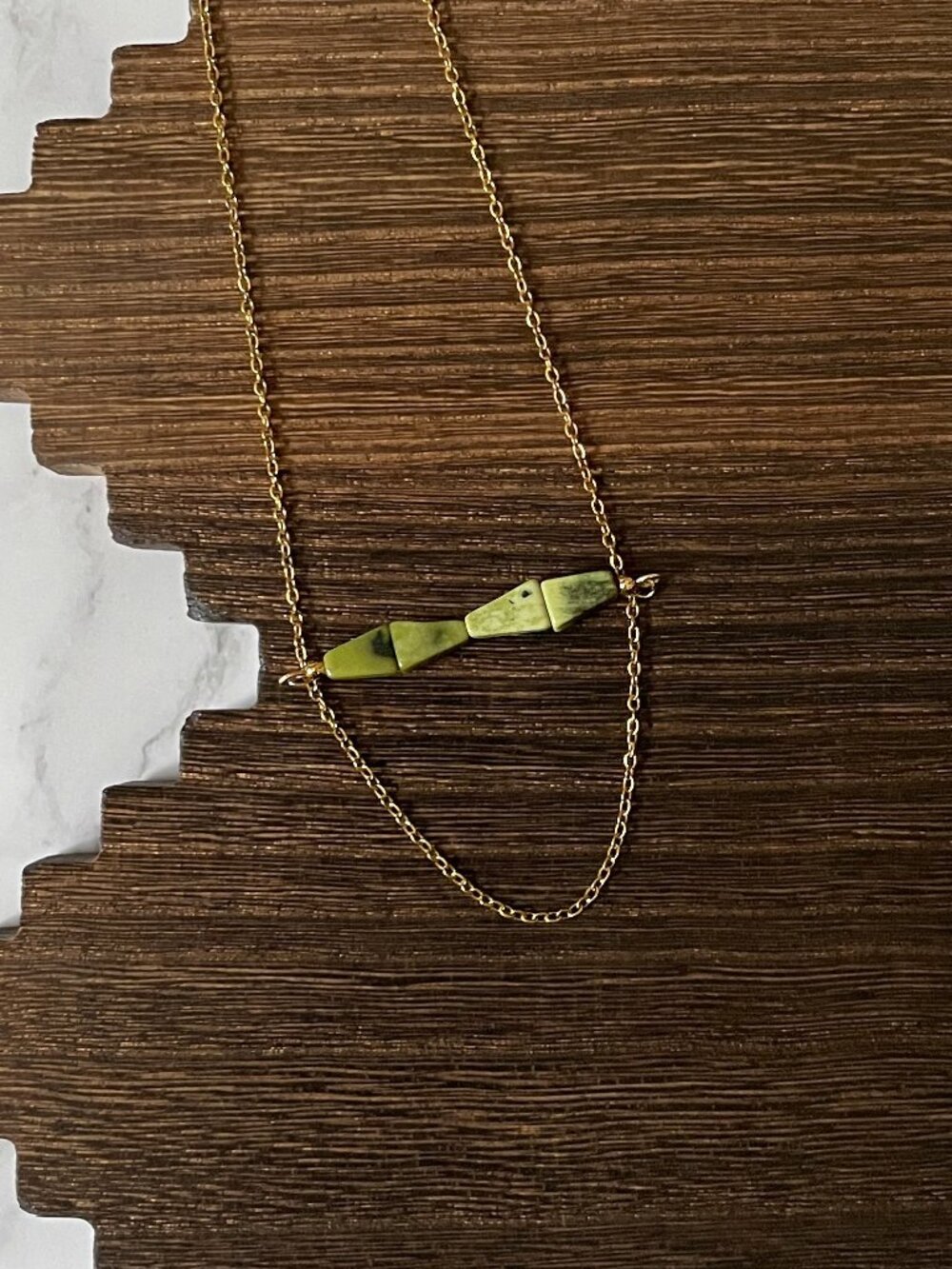 Handmade Chaparral Point Natural Stone Western Bar Necklace Gold 16 inch